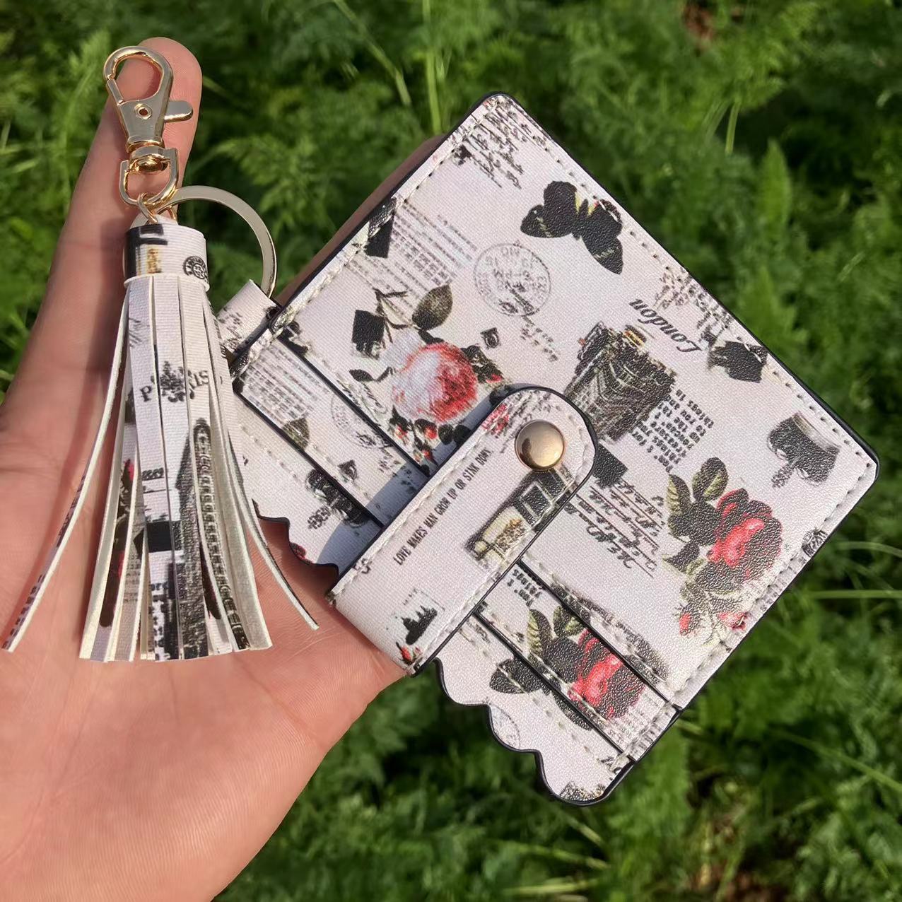 Wholesale Leopard Print Plaid Tie Dye Plaid Card Holder Keychain Wristlet Keychain ACC-KC-QiuXue008