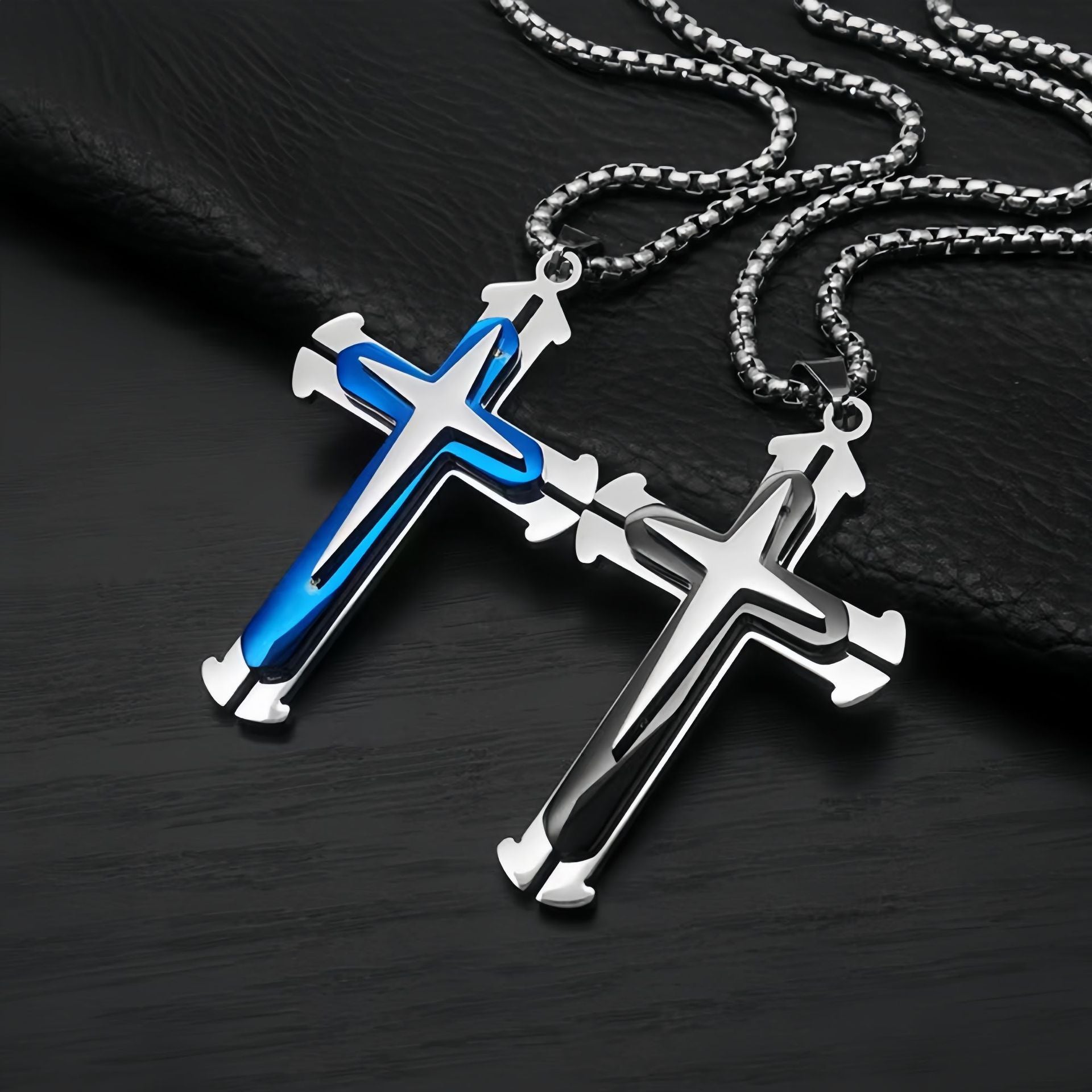 Wholesale Polished Titanium Steel Cross Pendant Necklace Hip Hop Style Fashion Accessory