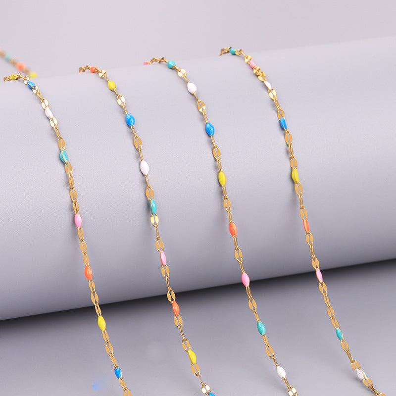 Wholesale Titanium Steel  lips oil dripping multicolored necklace