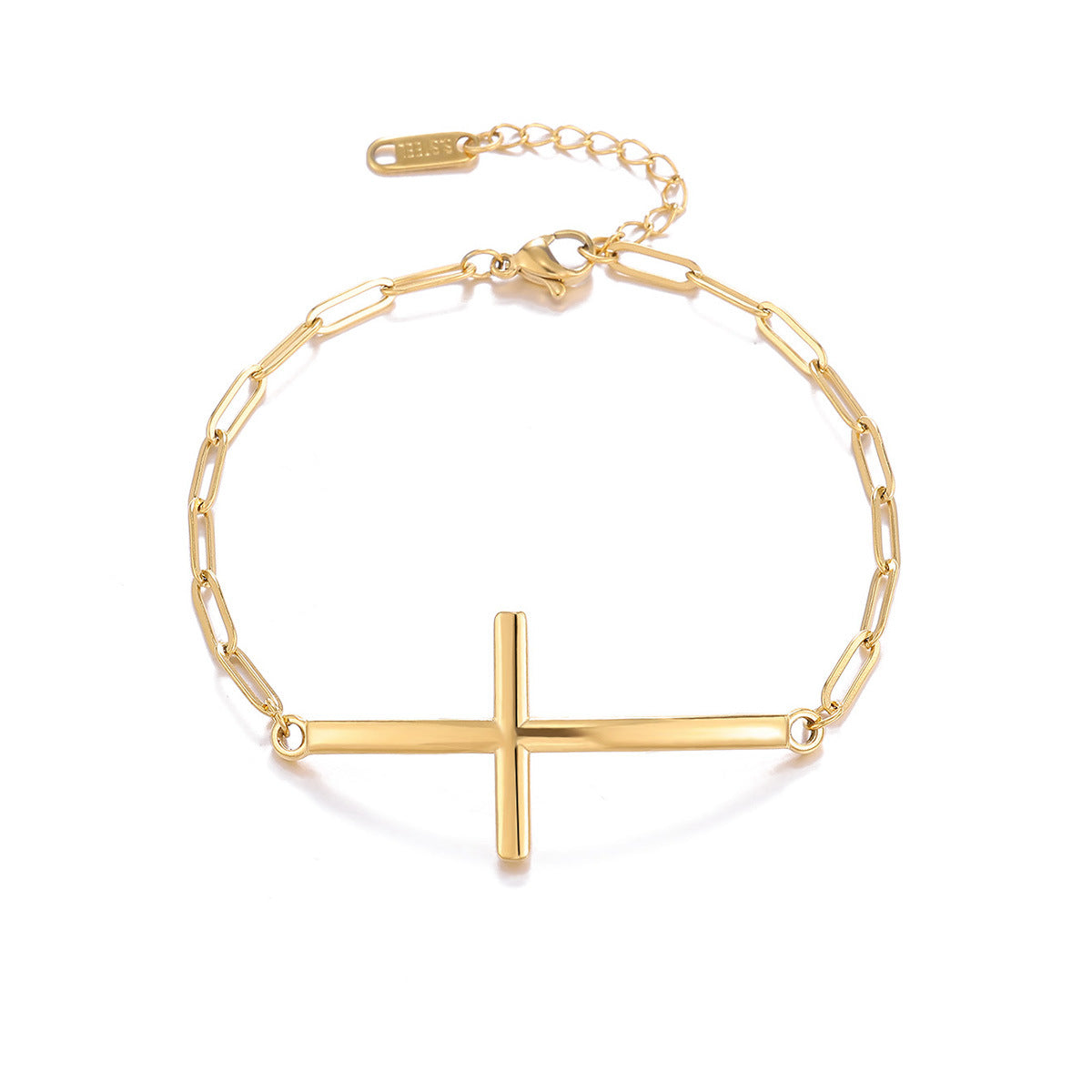 Wholesale Gold Plated Stainless Steel Cross Bracelet Unisex Fashion Jewelry Accessory for Boutique Resale