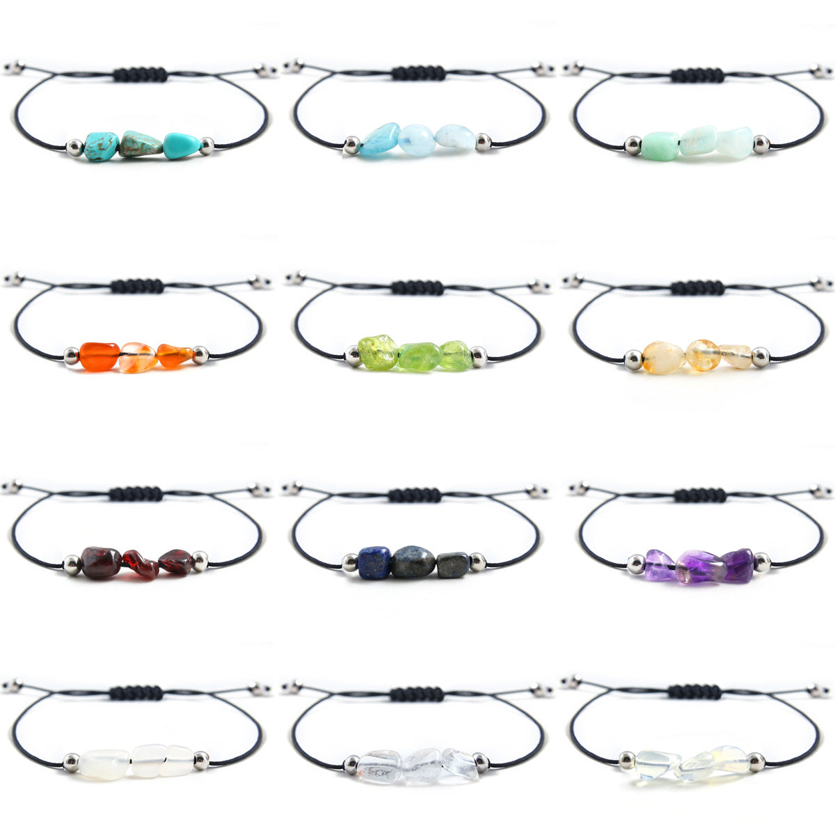 Wholesale Birthstone Bracelet Natural Stone Handwoven Adjustable Bracelet ACC-BT-HongMing006