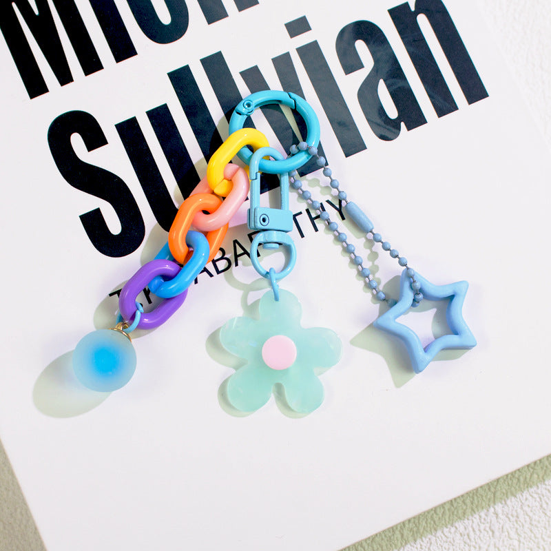 Wholesale flower keychain acrylic ornaments colorful stars  keychain
