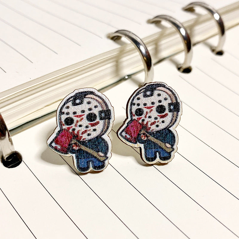 Wholesale Halloween wooden stud earrings