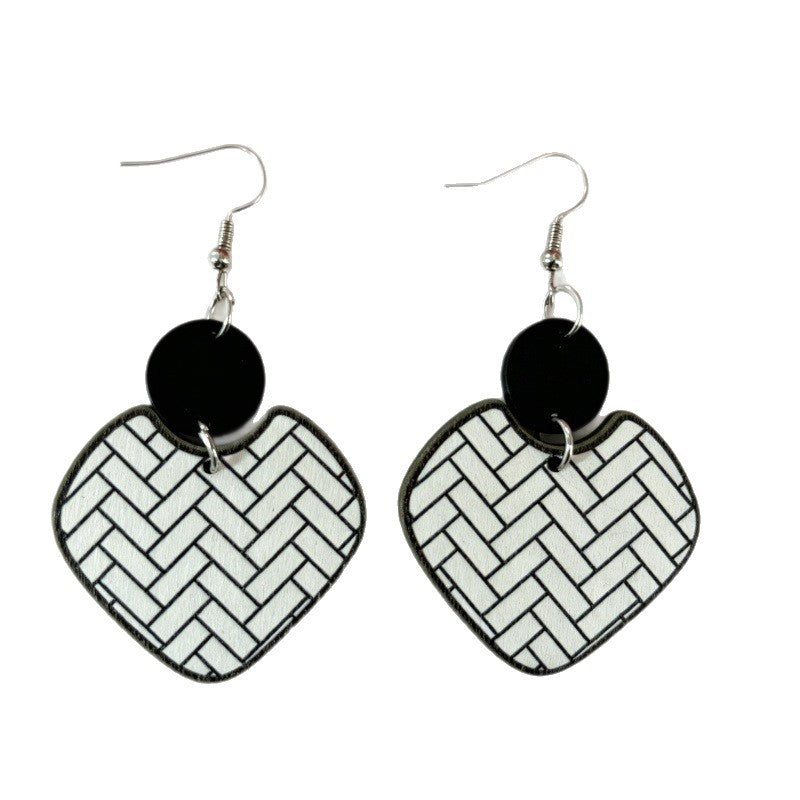 Wholesale Bohemian Striped Geometric Painted Wooden Pendant Earrings Stylish Fashion Accessory For Gift And Boutique Resale