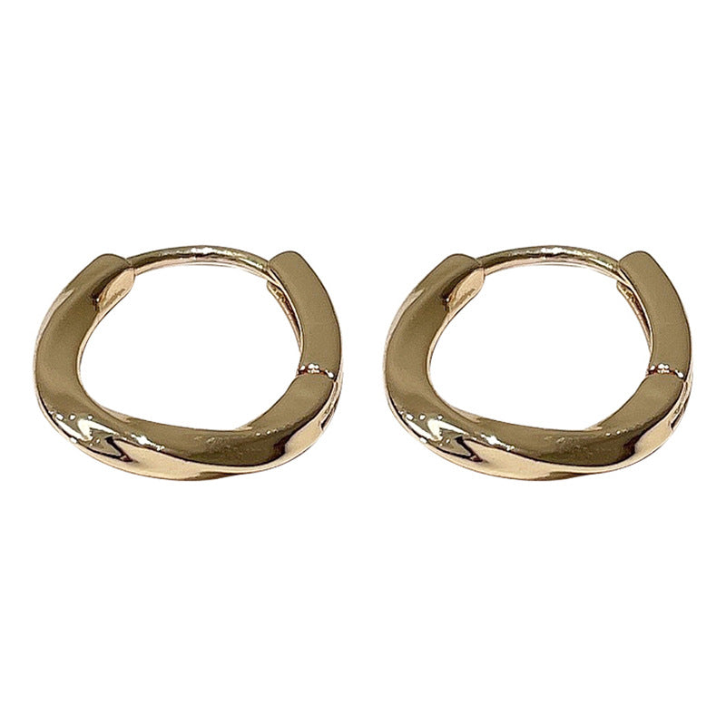 Wholesale Gold-Plated Copper Hoop Earrings Irregular Simple Design Boutique Resale for Women