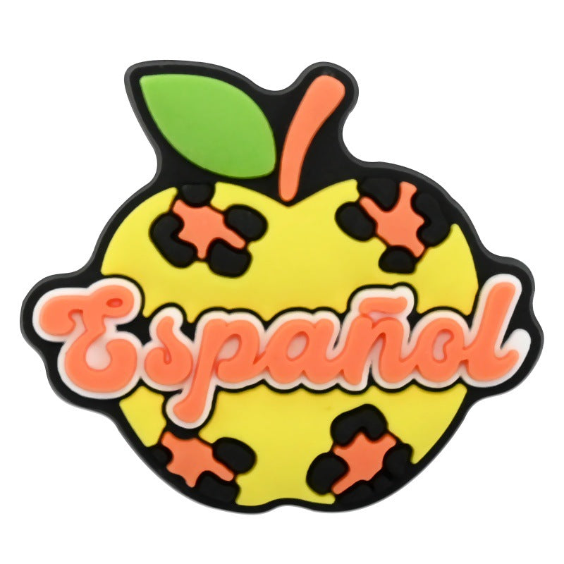 Wholesale  Random 100pcs e-commerce Spanish teacher series  PVC Soft Rubber Shoe Buckle Decoration