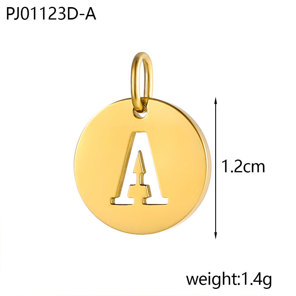 Wholesale Stainless steel round brand 26 letter hollow DIY pendant
