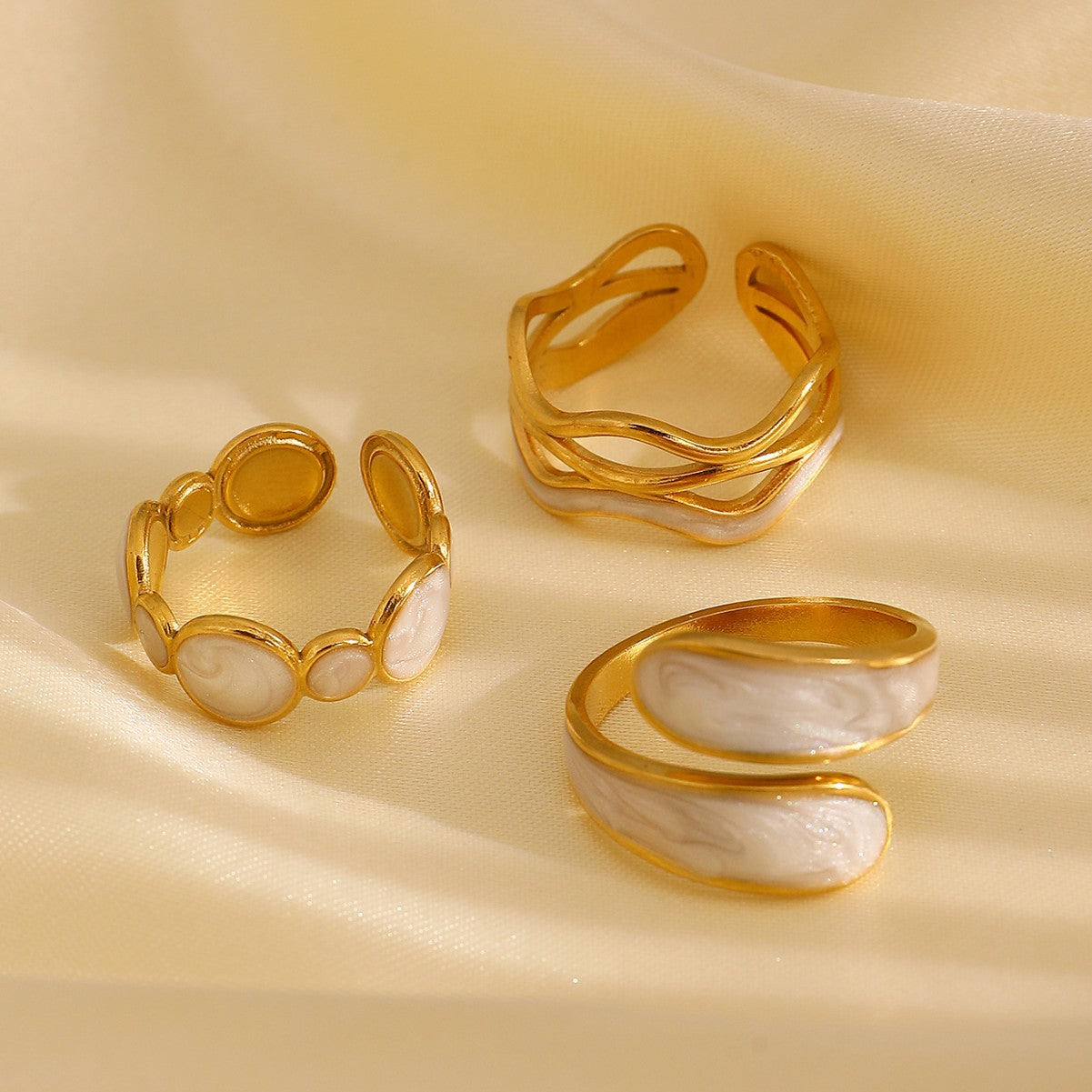 Anello di apertura a trama irregolare con goccia d'olio in acciaio inossidabile all'ingrosso