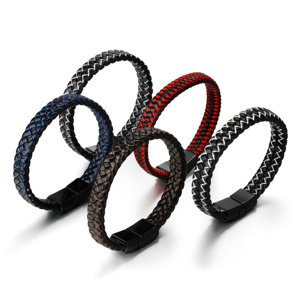 Wholesale Retro Men S Handwoven Leather Wave Bracelet Multi Layer Jewelry Accessory For Everyday Wear And Gift