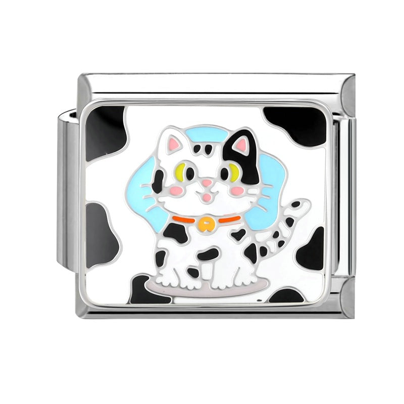Wholesale  9mm Italian Charm Starter Bracelets DIY square Single Section Creative Stainless Steel Composable Bracelet