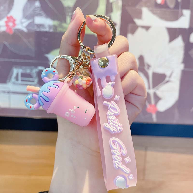 Wholesale Cute Ice Cream Keychain PVC Pendant Fashion Accessory Gift for Girlfriend Car Ornament