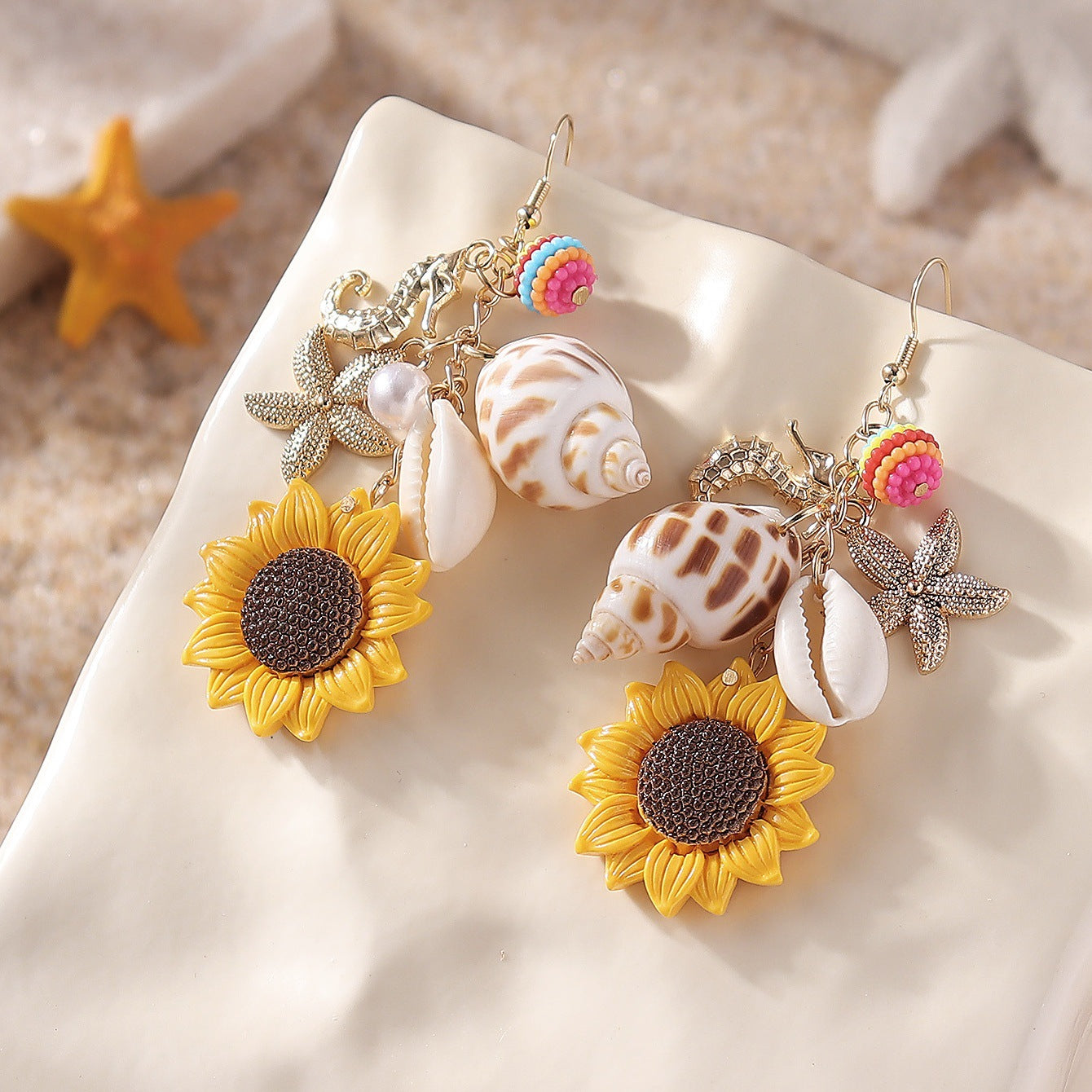 Wholesale Sunflower Shell Ocean Series Earrings