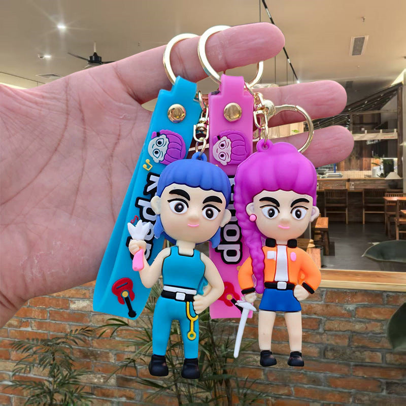 Wholesale new large K-POP Demon Hunter Girl Group PVC soft plastic  keychain