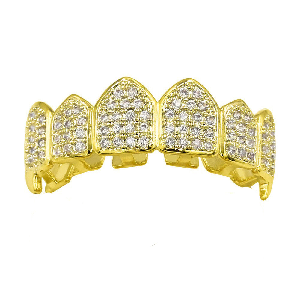 Wholesale Modern Hip-Hop Tooth Grills Gold Plated Alloy Colorful Zirconia Fashion Accessory for Resale