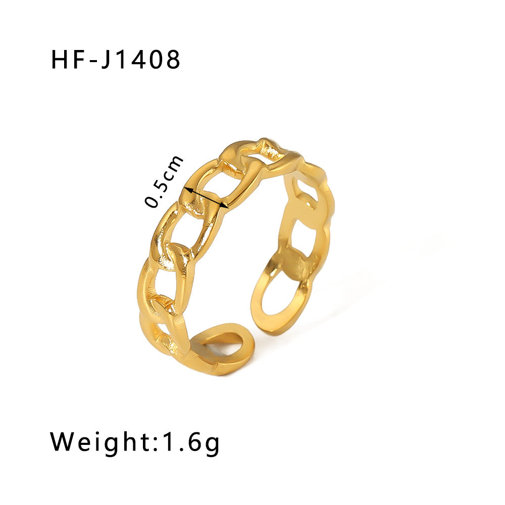 Wholesale Leaf Geometric Hollow Flower 18k Gold Plated Snake Shaped Titanium Steel Ring Stainless Steel ACC-RS-Xiny002