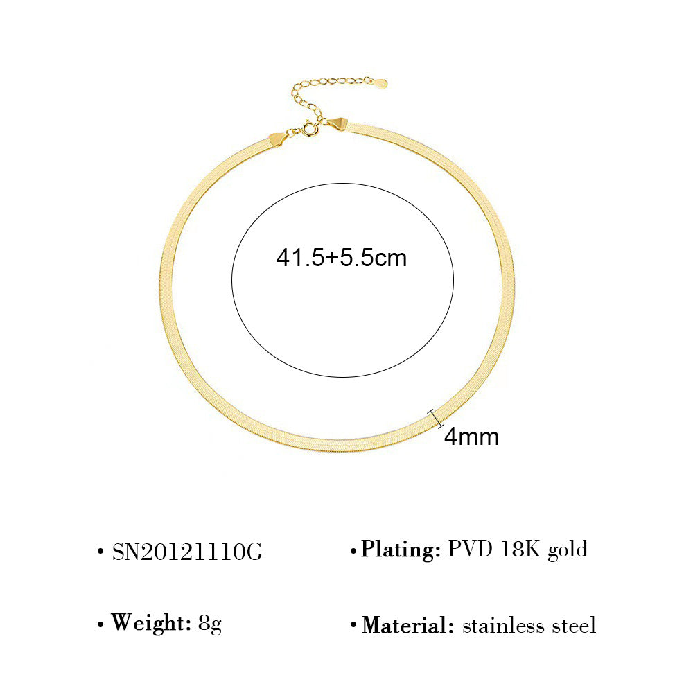 Wholesale Titanium Steel 18K Gold Plated Blade Chain Flat Snake Chain  Necklace