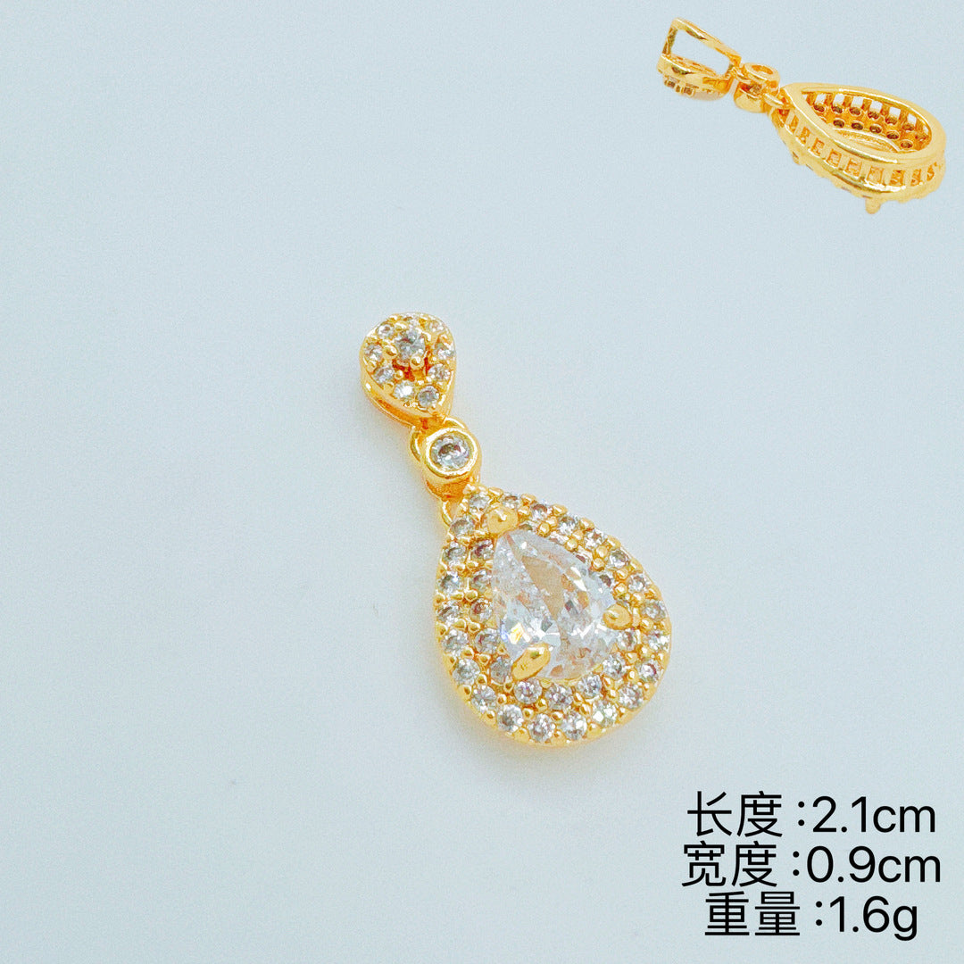 Wholesale Cubic Zirconia Gold Plated Pendant Necklace for Women Boutique Resale Jewelry Accessory