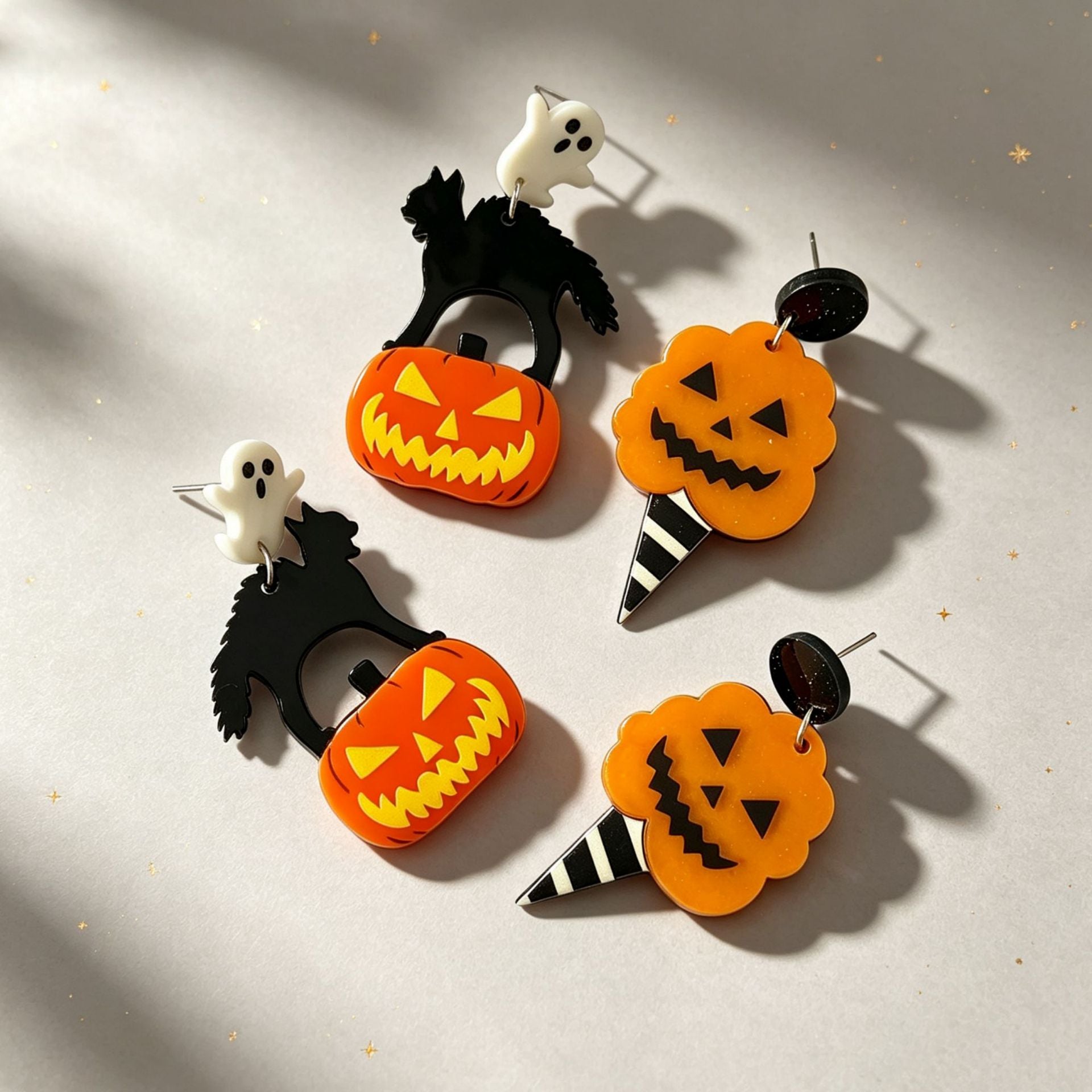 Wholesale  Ghost Pumpkin Black Cat Acrylic Earrings Funny Ice Cream Design Women S Jewelry Accessory For Boutique Resale