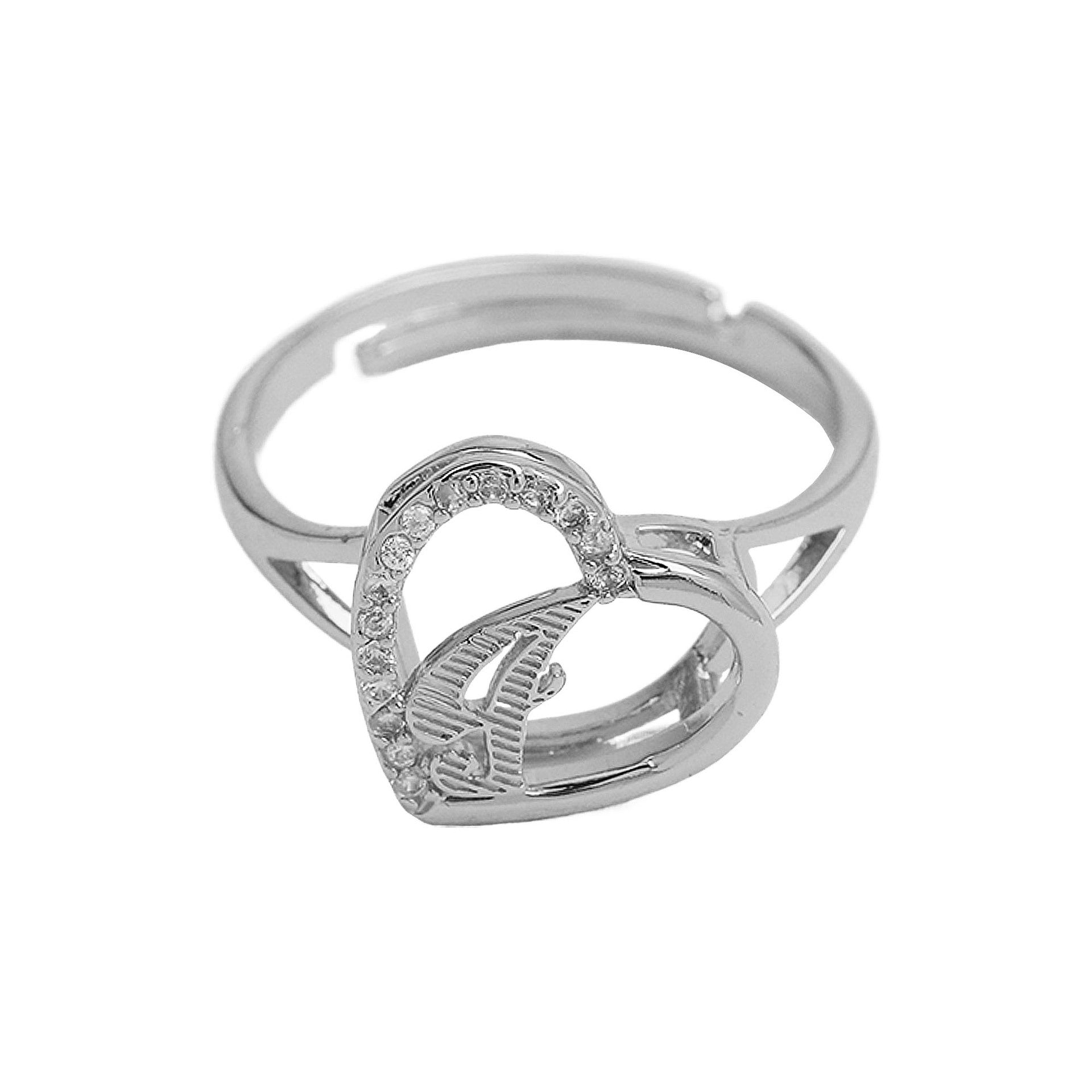 Wholesale  heart-shaped love texture hollow 26 grass English letters open heart ring