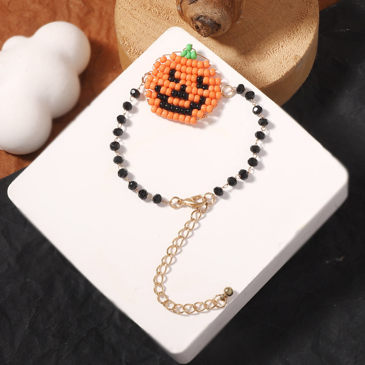Wholesale  beaded woven pumpkin ghost bracelet