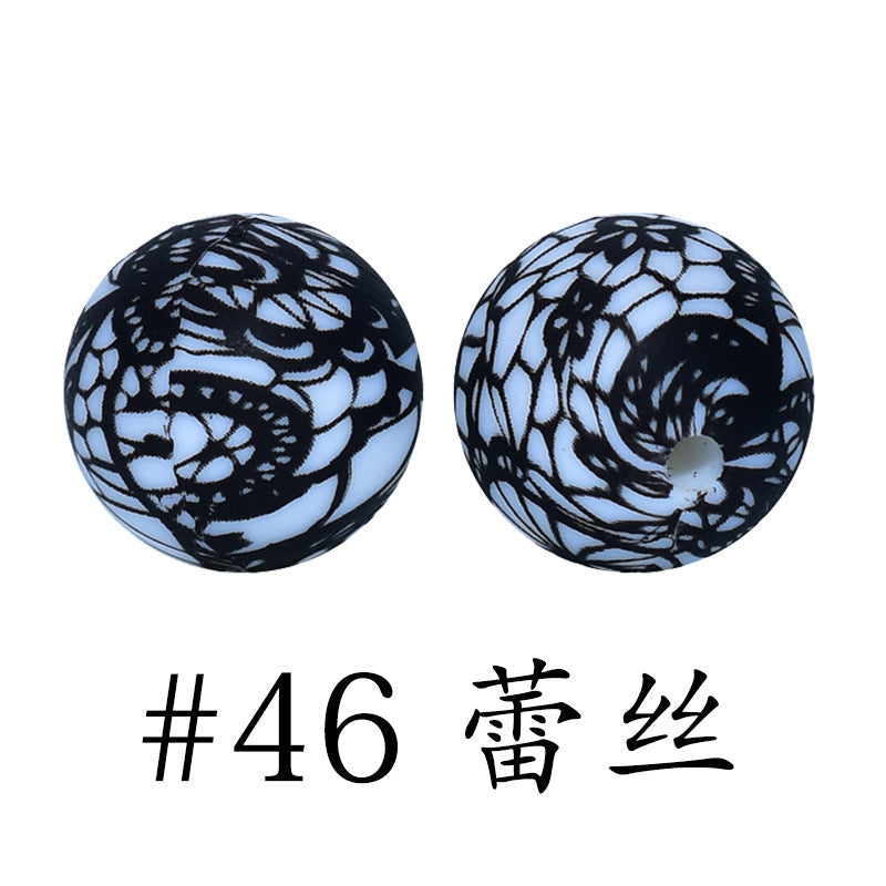 Wholesale 50pcs 15mm Lace Silicone Round Beads DIY Bead Accessories ACC-BDS-HeSheng009