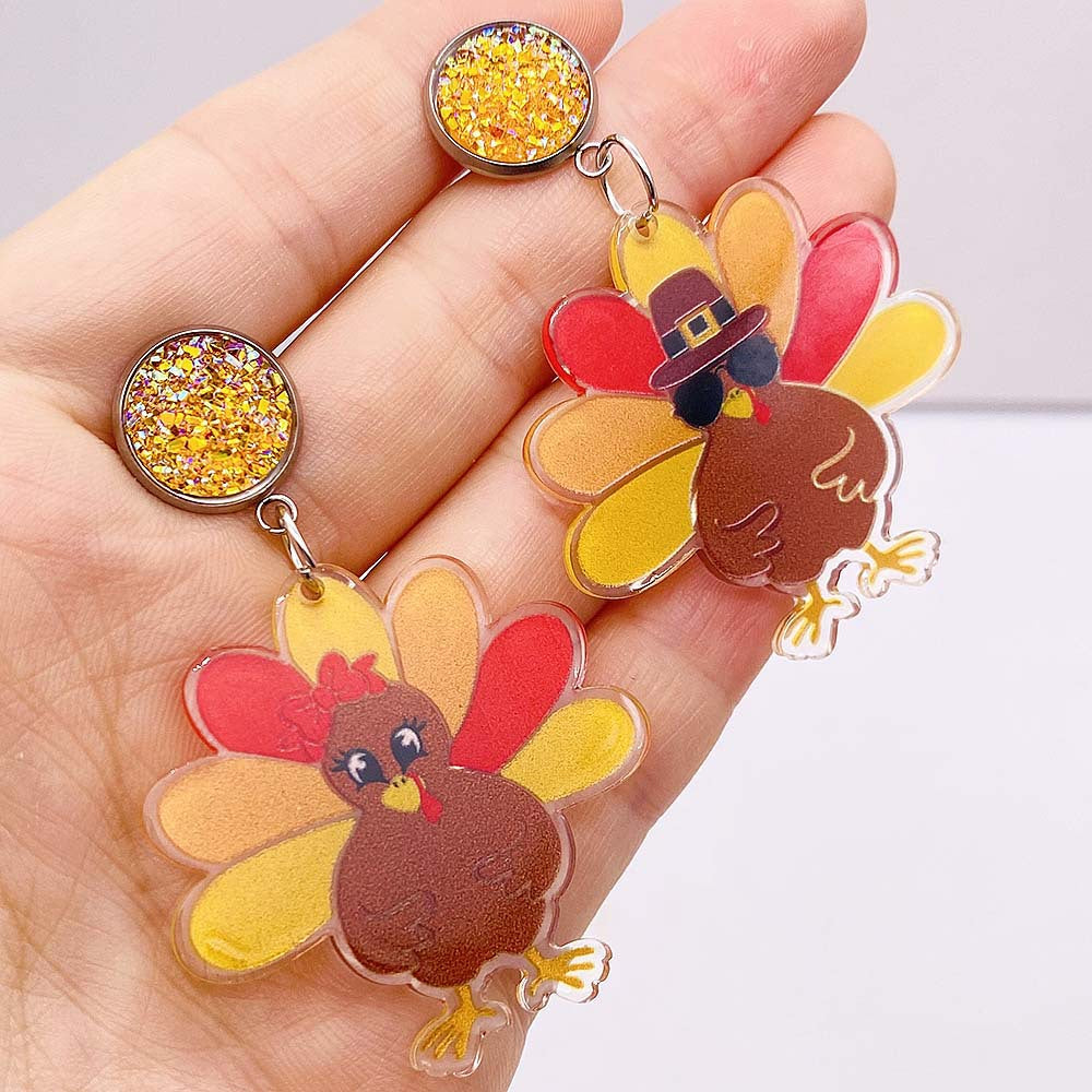 Wholesale Thanksgiving Turkey Acrylic Earrings ACC-ES-ChenY057