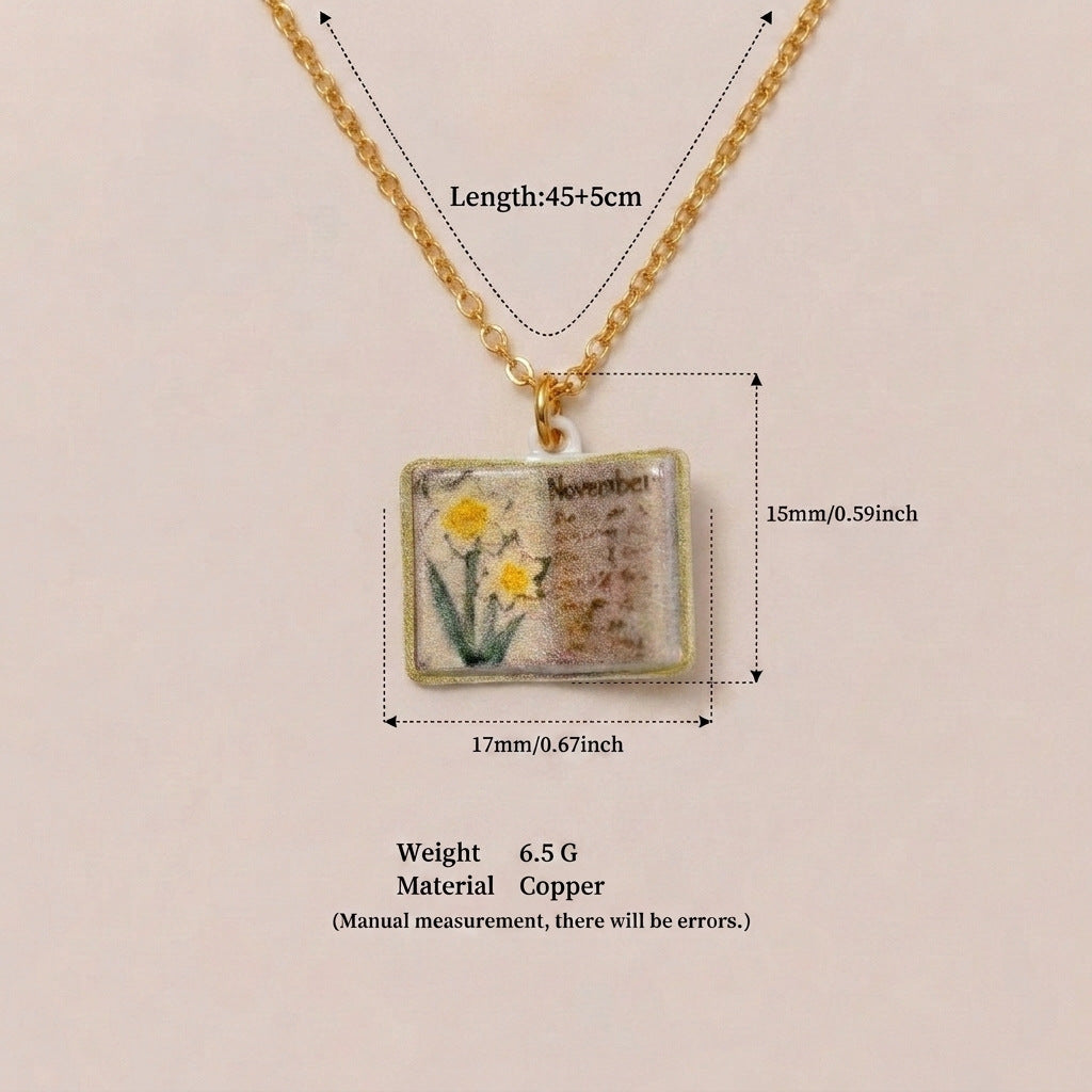 Wholesale Retro Book Pendant Necklace Stylish Copper Design With Everyday Appeal Casual Fashion Accessory Gift