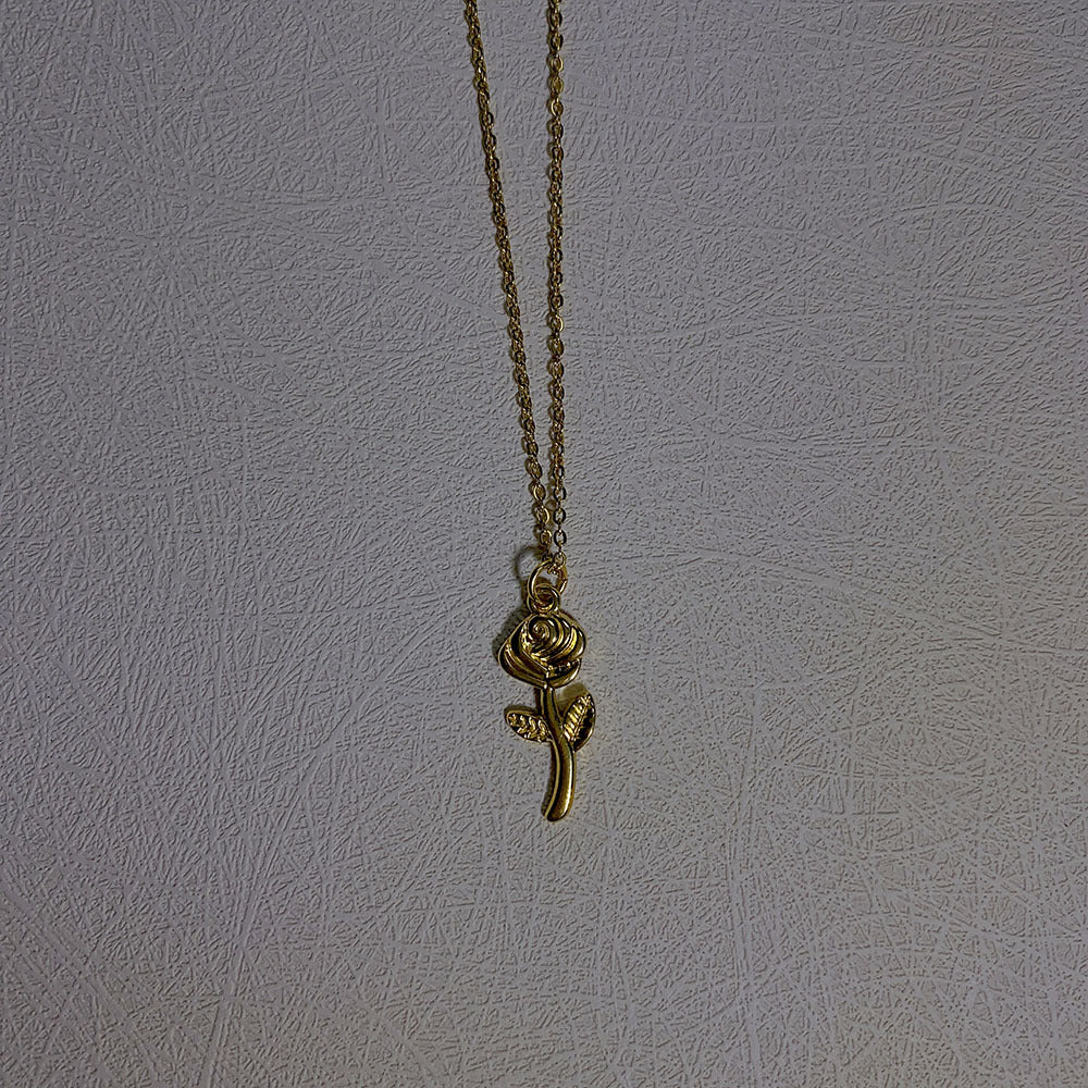 Wholesale Titanium Steel Necklace Butterfly Rose Flower Pendant Necklace ACC-NE-Yazhi003