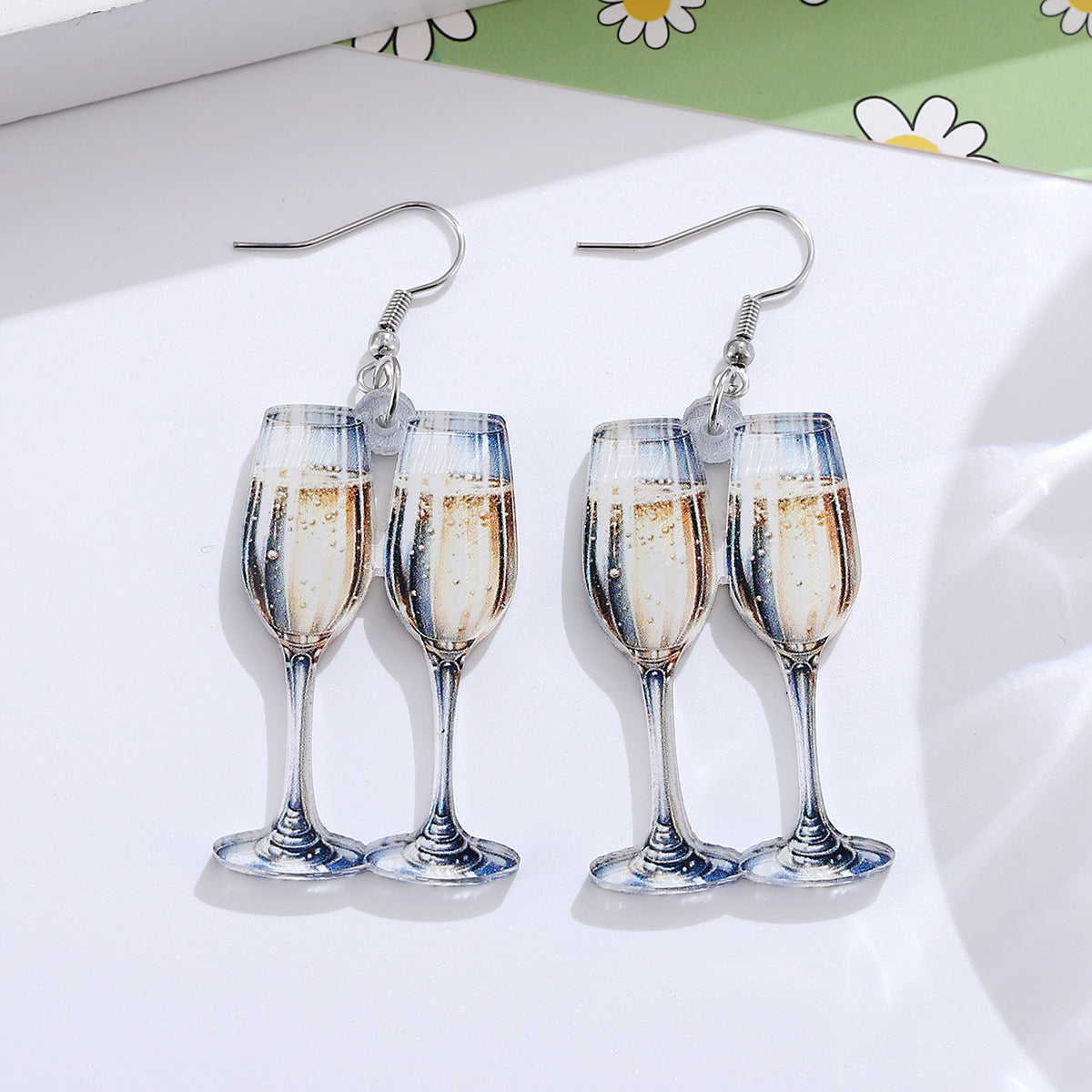 Wholesale Champagne glass drop earrings