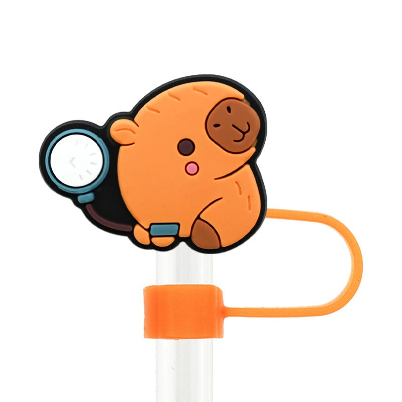 Wholesale Random 100pcs cartoon medical   10mm PVC Soft Straw Tube Cap