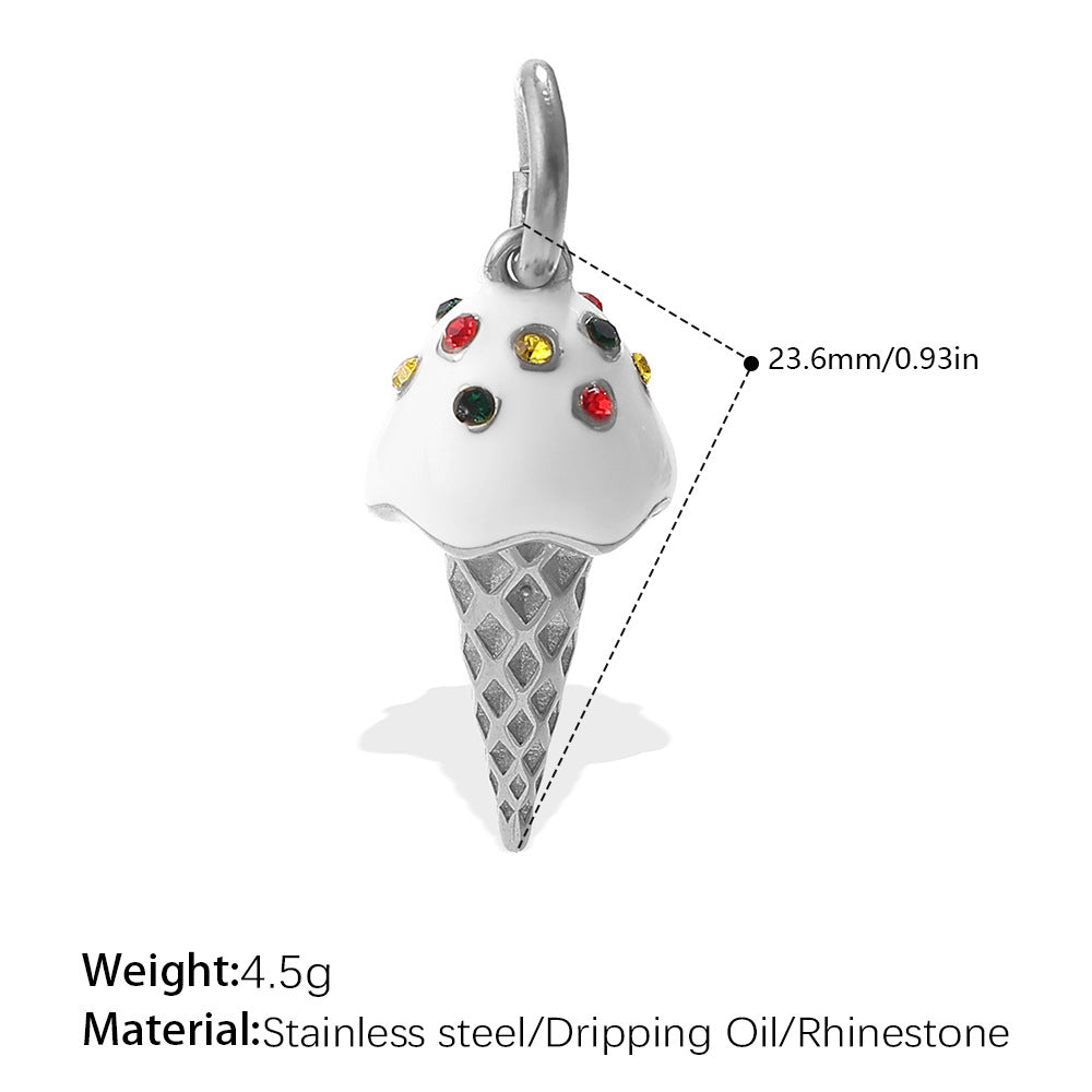 Wholesale  Food Series Ice Cream Donut Cake Titanium Steel Pendant DIY Necklace Bracelet Jewelry Accessories Cute