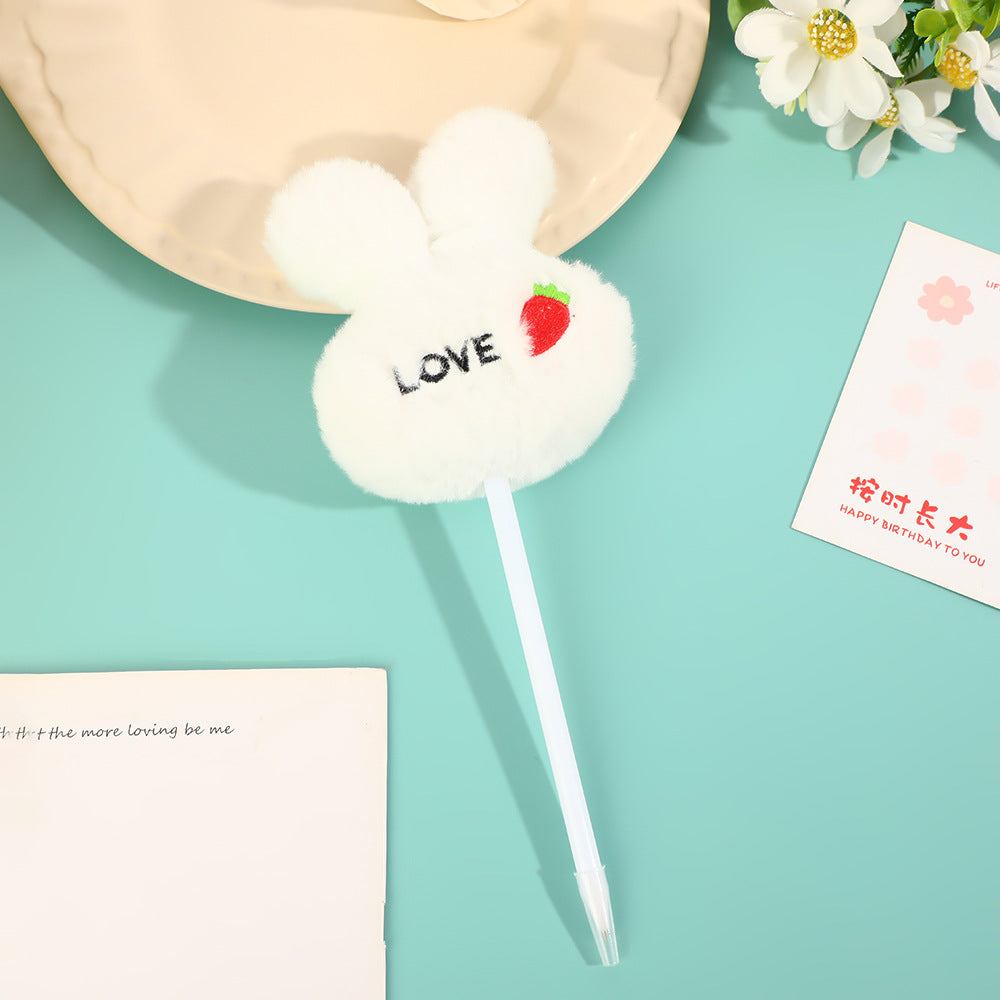 Wholesale creative cartoon plush rabbit head ballpoint pen