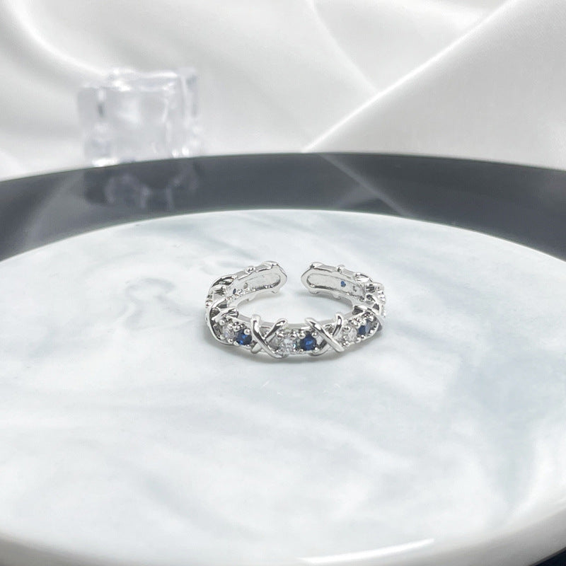 Wholesale light luxury cross multi-color zircon design ring