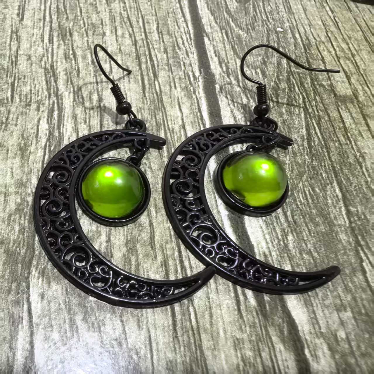 Wholesale 5pcs  Hollow Black Moon Long Tassel Gem Earrings