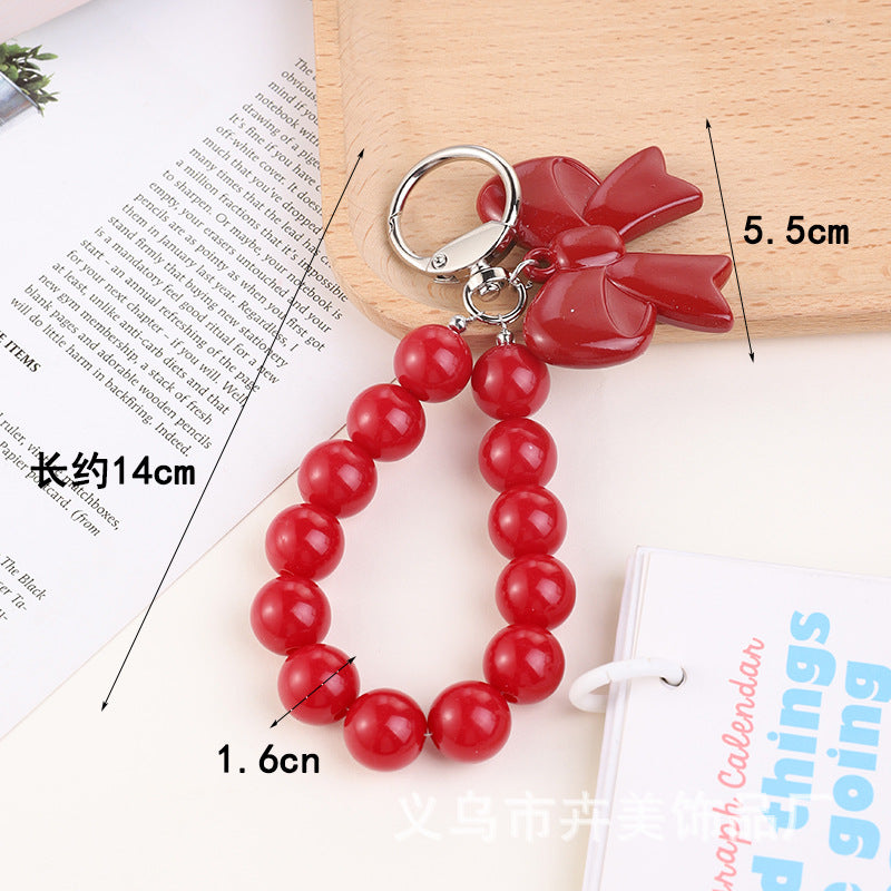 Wholesale Double-sided butterfly acrylic beaded keychain