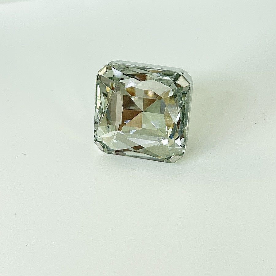 Wholesale Square Octagonal Glass Moonlight Crystal Large Solitaire Earrings