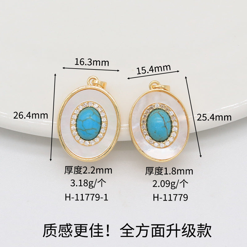 Wholesale Copper Pendant Inlaid with Turquoise Zircon and White Mother-of-Pearl