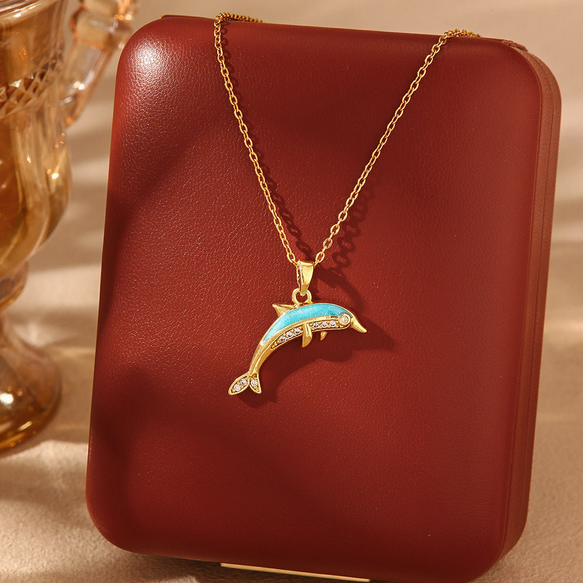 Wholesale  Summer Shell Mermaid Tears Titanium Steel Necklace