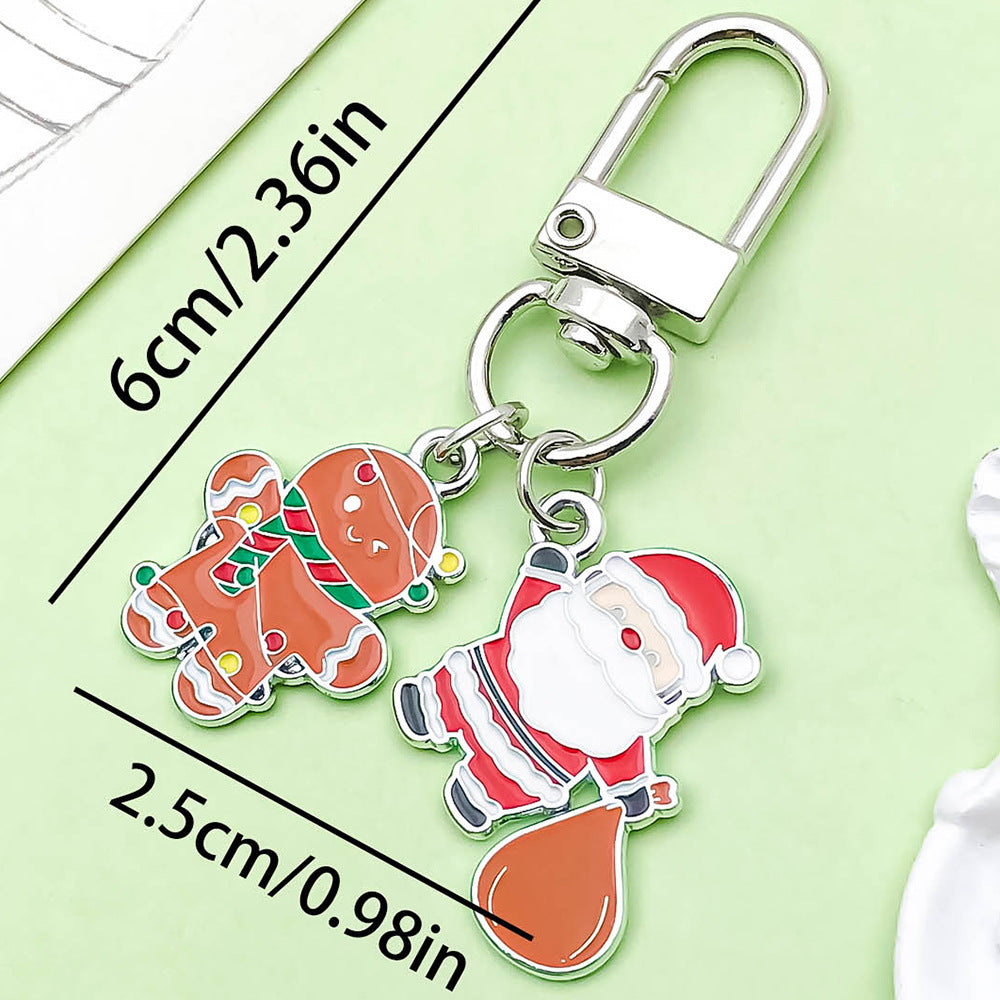 Wholesale Christmas oil drop alloy  snowman bell  keychain