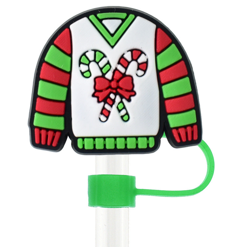 Wholesale  Random 100pcs Christmas  10mm PVC Soft Straw Tube Cap