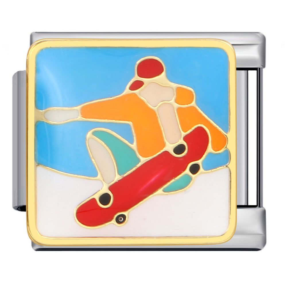 Wholesale Italian Charm Bracelet 9mm DIY Splicing Removable Sports Hobbies Stainless Steel Composable Bracelet