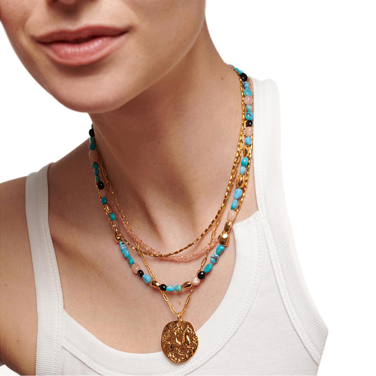 Wholesale  Irregular Natural Stone Tiger Eye Blue Pine Beaded Necklace
