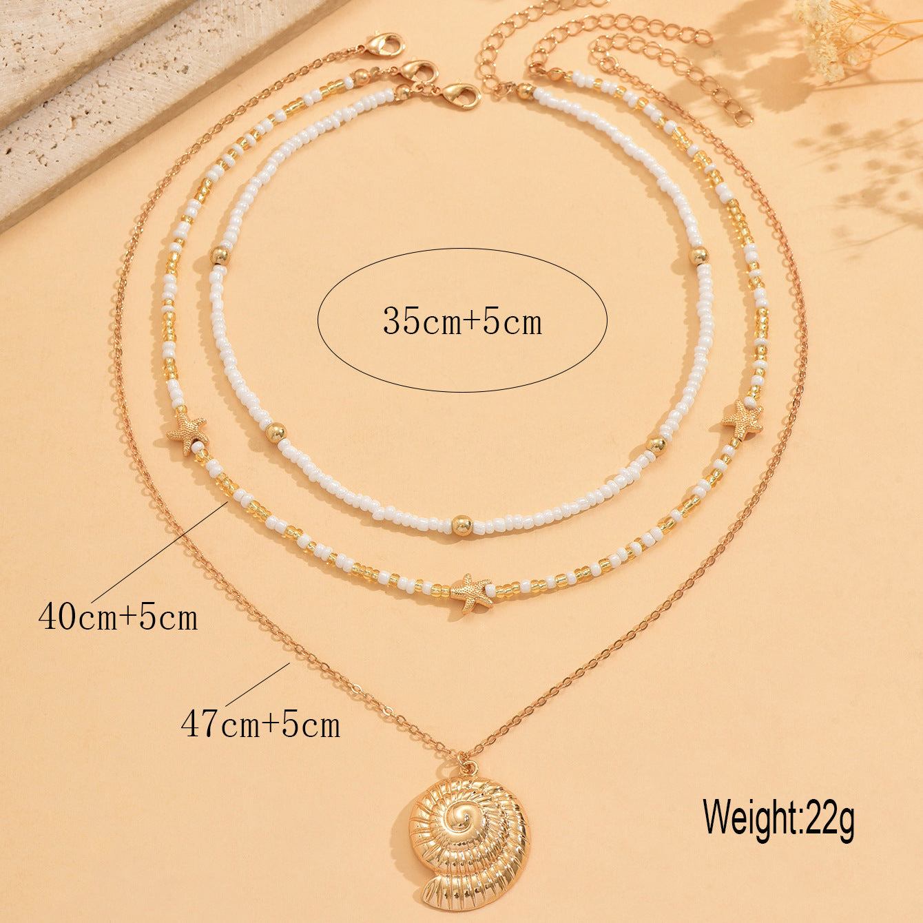 Wholesale starfish and conch pendant necklace