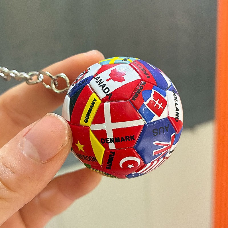Wholesale World Cup Soccer Commemorative Keychain with Flag Pattern,  Trendy Car Key Accessory Gift