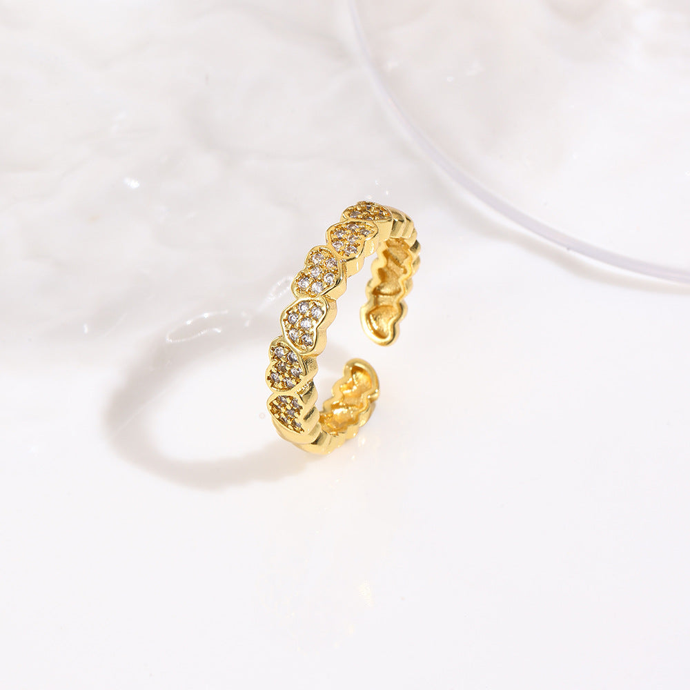 Wholesale 18k floral petal heart adjustable ring