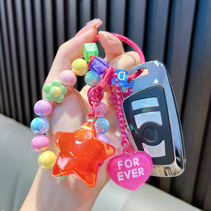 Wholesale Creative Beaded Five-pointed Star Keychains ACC-KC-WoAn020