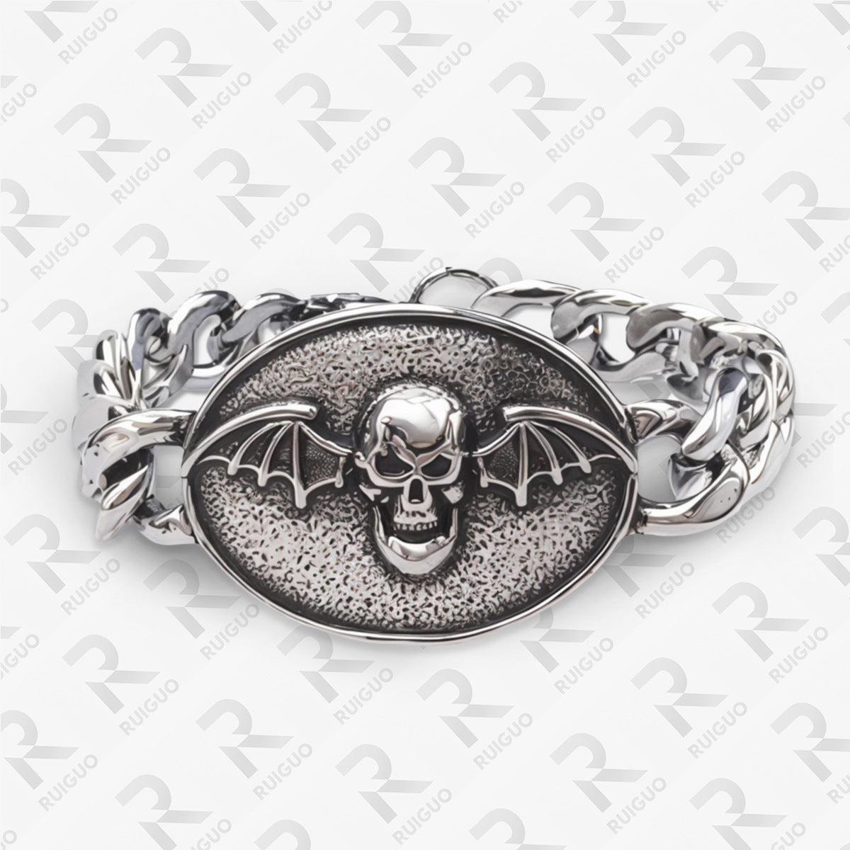 Wholesale Retro Five-pointed Star Flower Stainless Steel Cuban Punk Bracelet ACC-BT-Ruig001