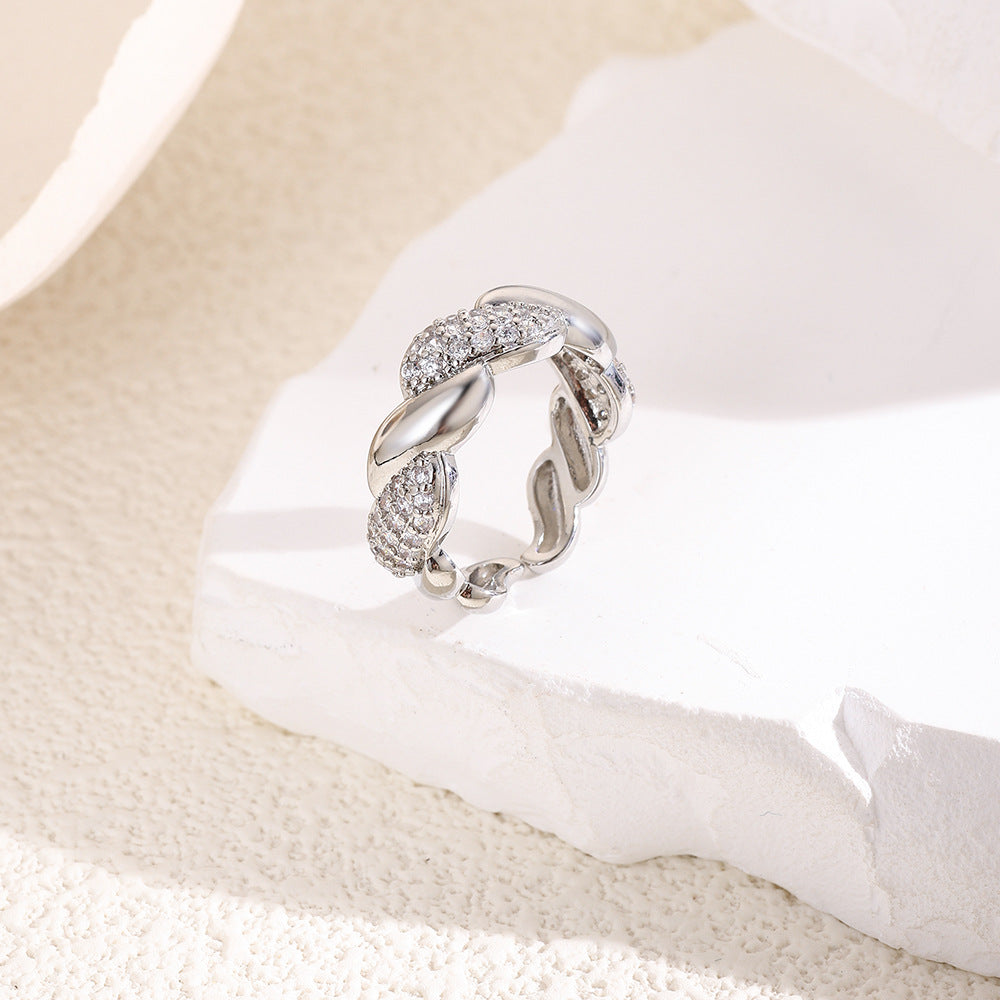 Wholesale 18k copper plated geometric spiral teardrop-shaped adjustable ring