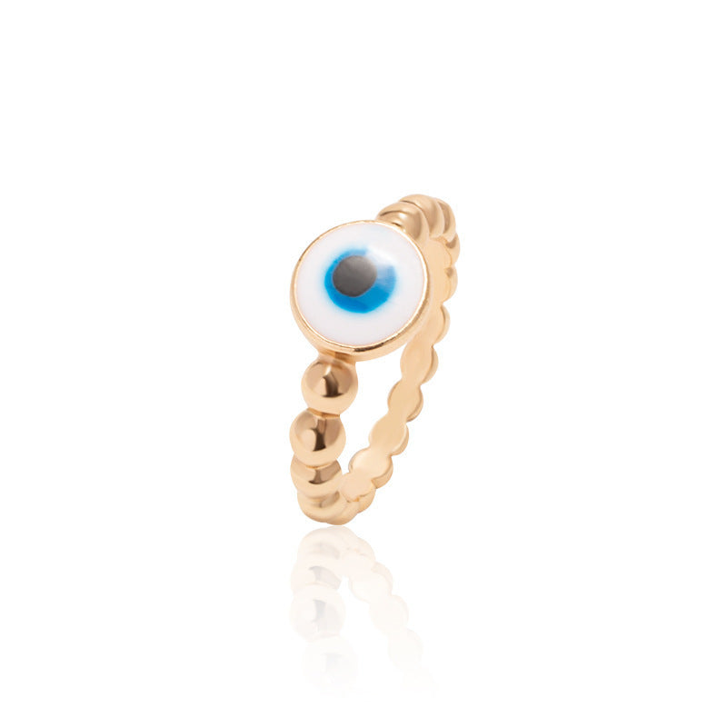 Wholesale Oil Painting Gold Plated Devil Eye Ring Adjustable Rings Stainless Steel ACC-RS-Chens001