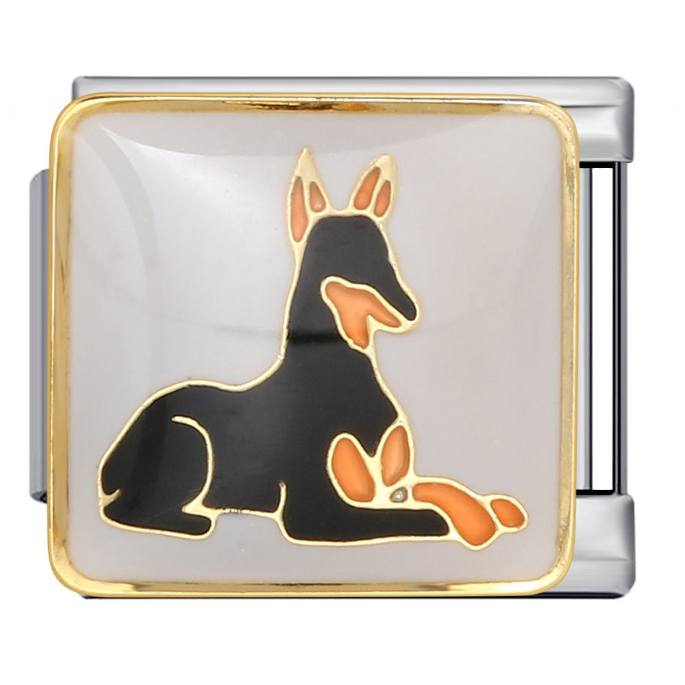 Wholesale  Italian Charm Bracelet 9mm DIY gold and silver pet dog series  Creative Stainless Steel Composable Bracelet